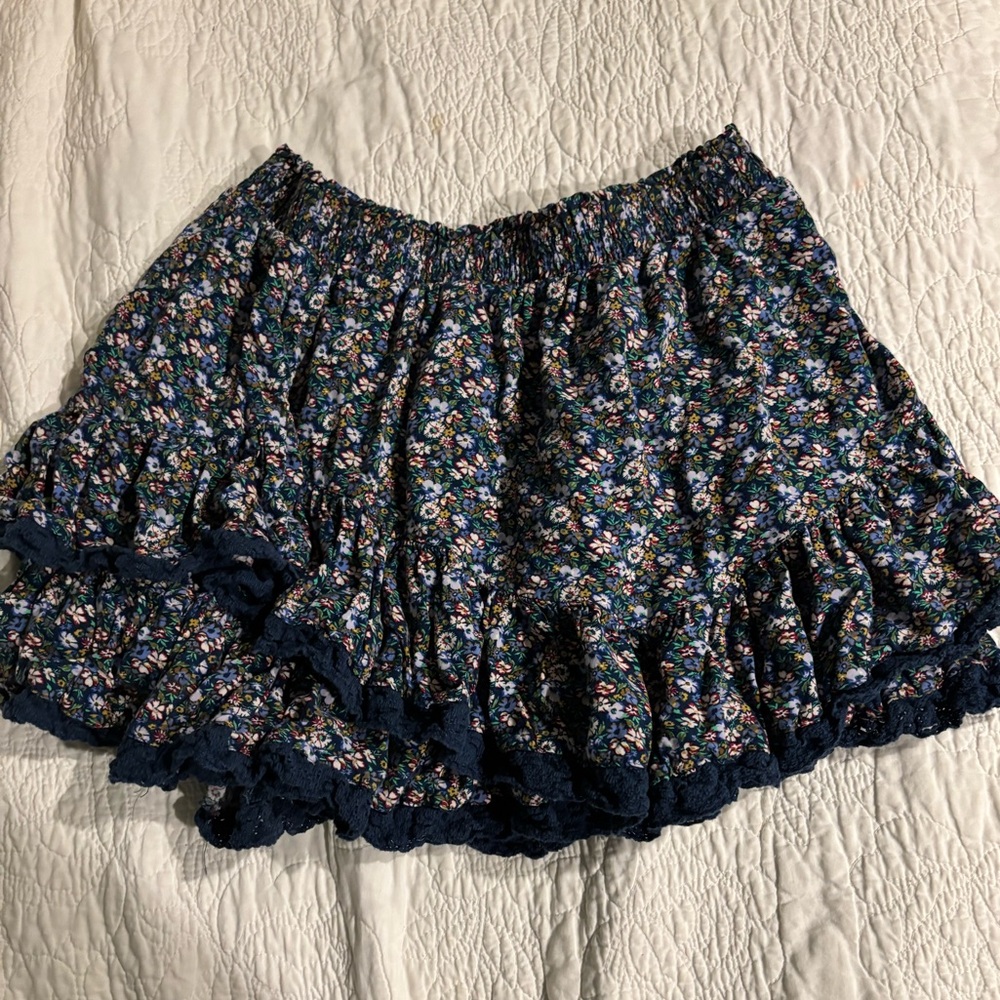 Blue Floral Aeropostale Ruffle Skirt